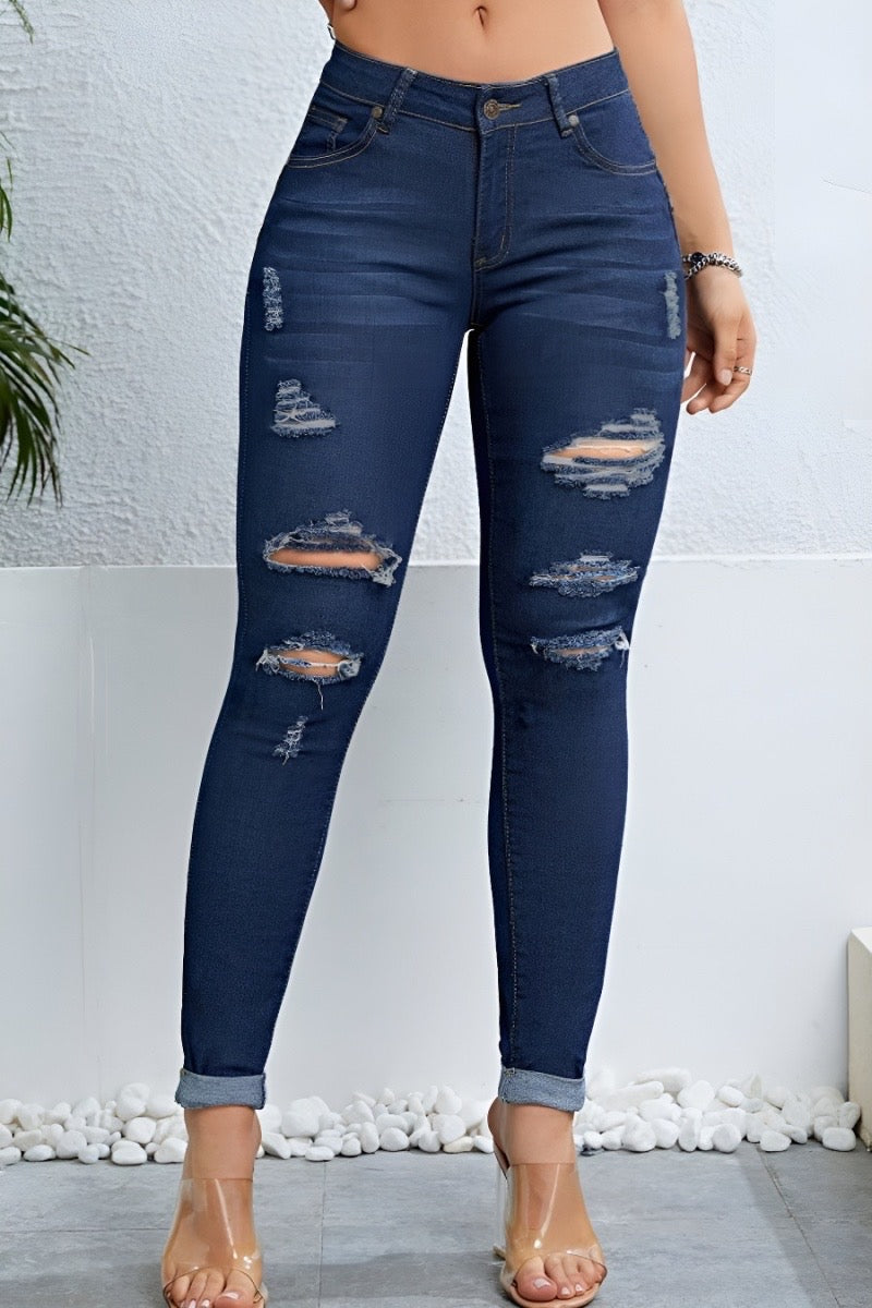 Stylish Ripped Wide-Leg Jeans, Perfect for Casual Wear