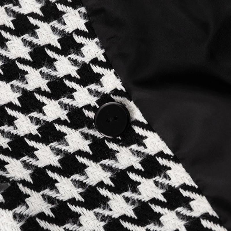 Houndstooth Pattern Detail, Winter Coat, Classic, Stylish