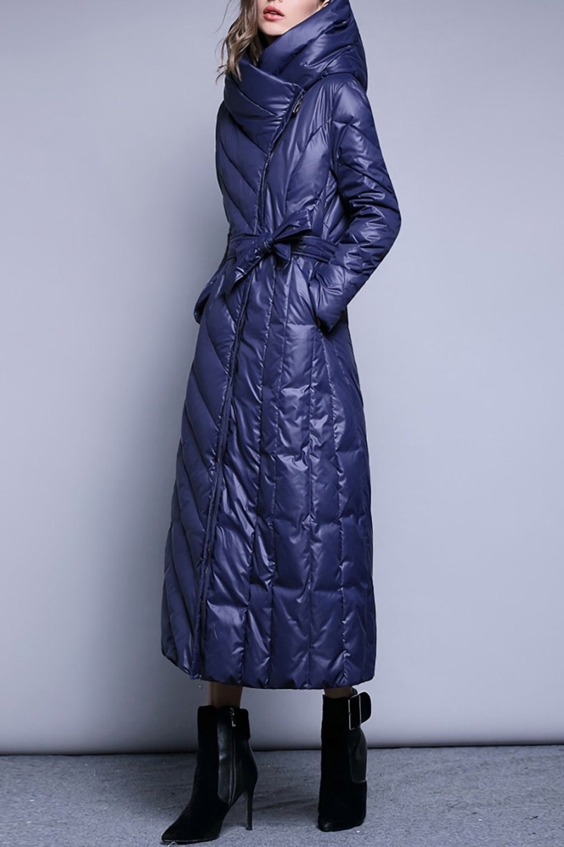 Hooded Puffer Coat, Blue, Winter Coat, Warm, Stylish, Casual