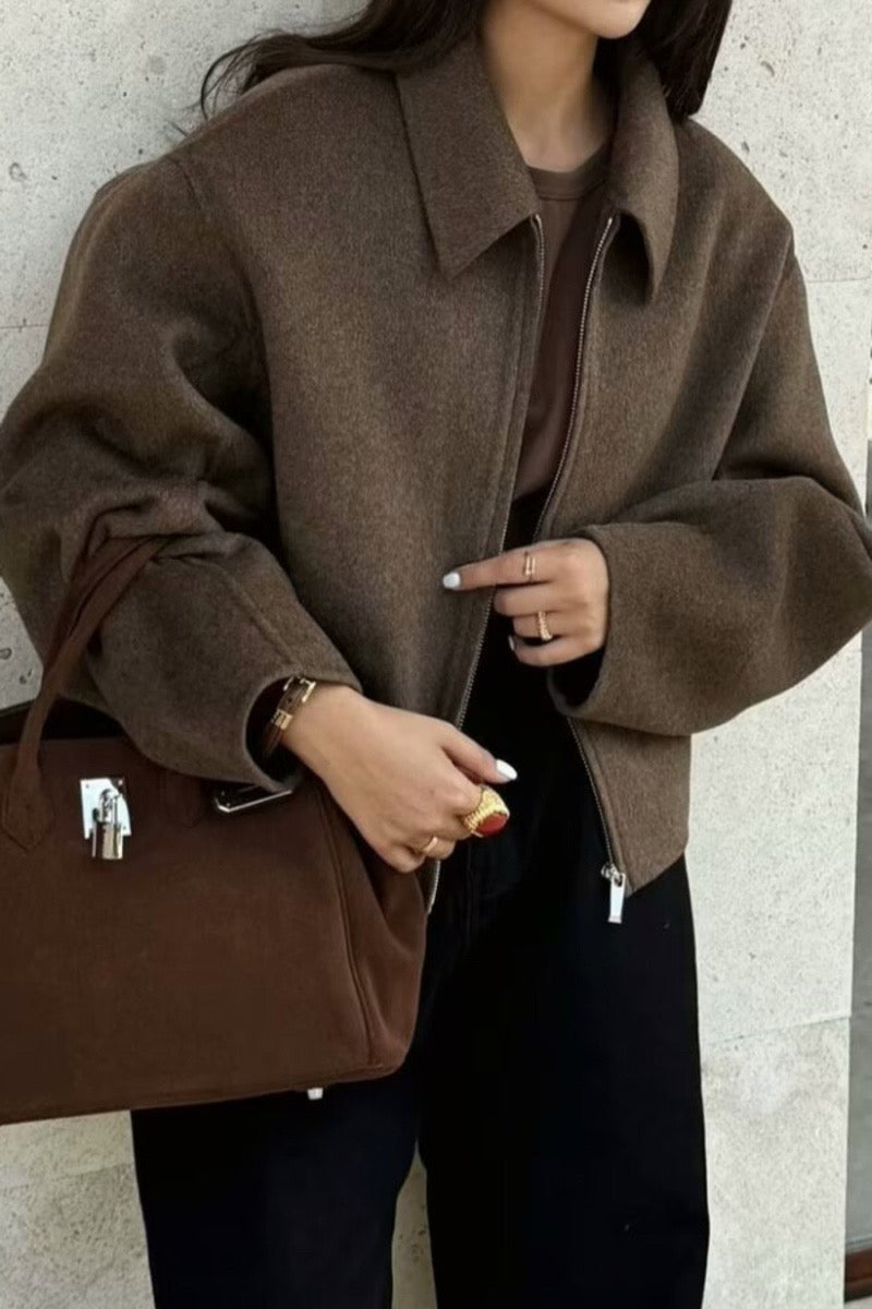 Wool-Like Coat, Brown, Winter Coat, Warm, Stylish, Casual